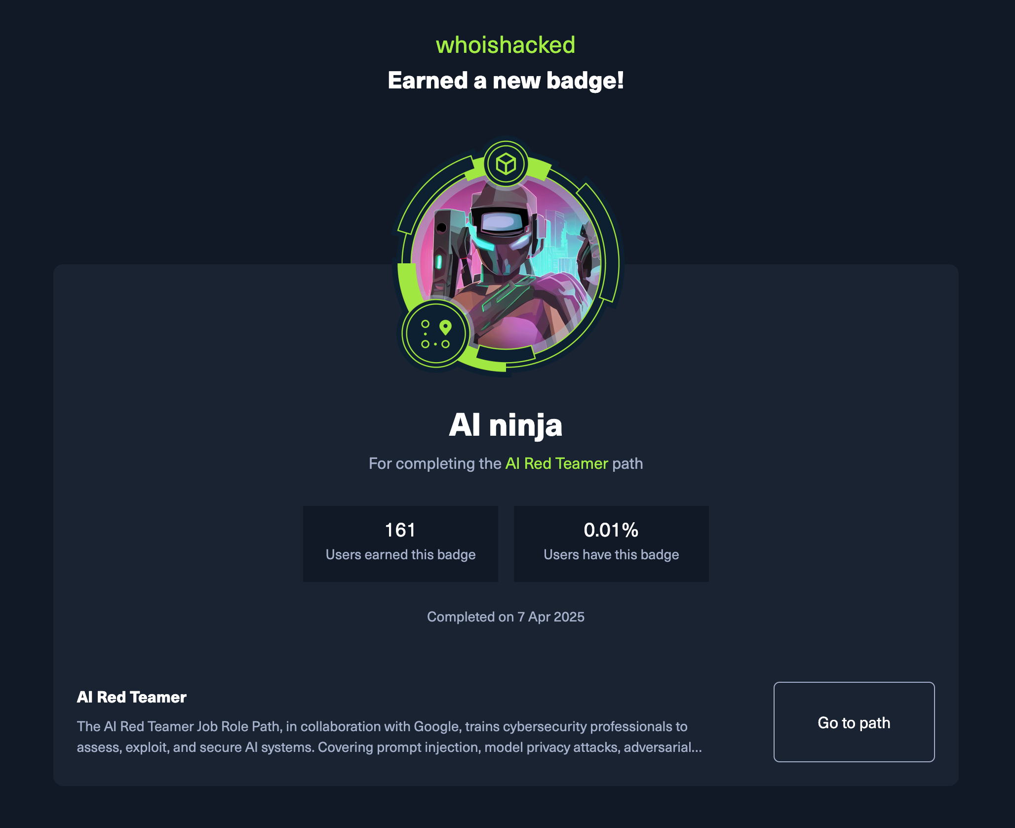 AI ninja HTB Badge