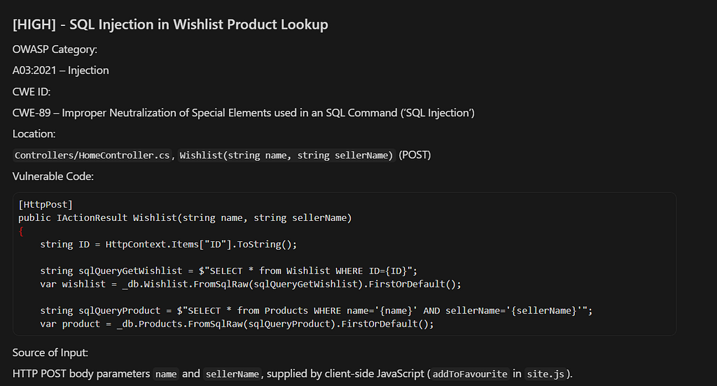 Nexus Void — Cursor SQLi finding. Source: Author.