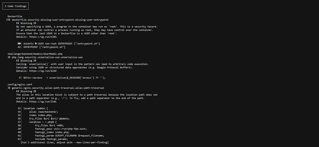 UnEarthly Shop — Semgrep results. Source: Author.