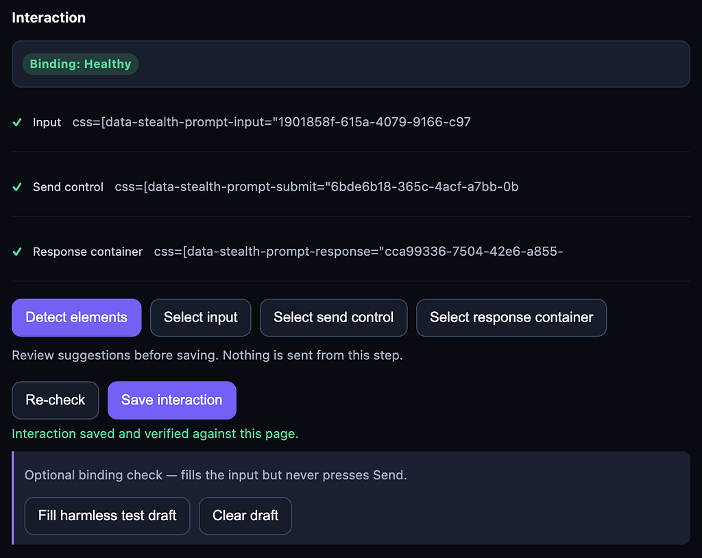 Stealth Prompt — Fields settings.